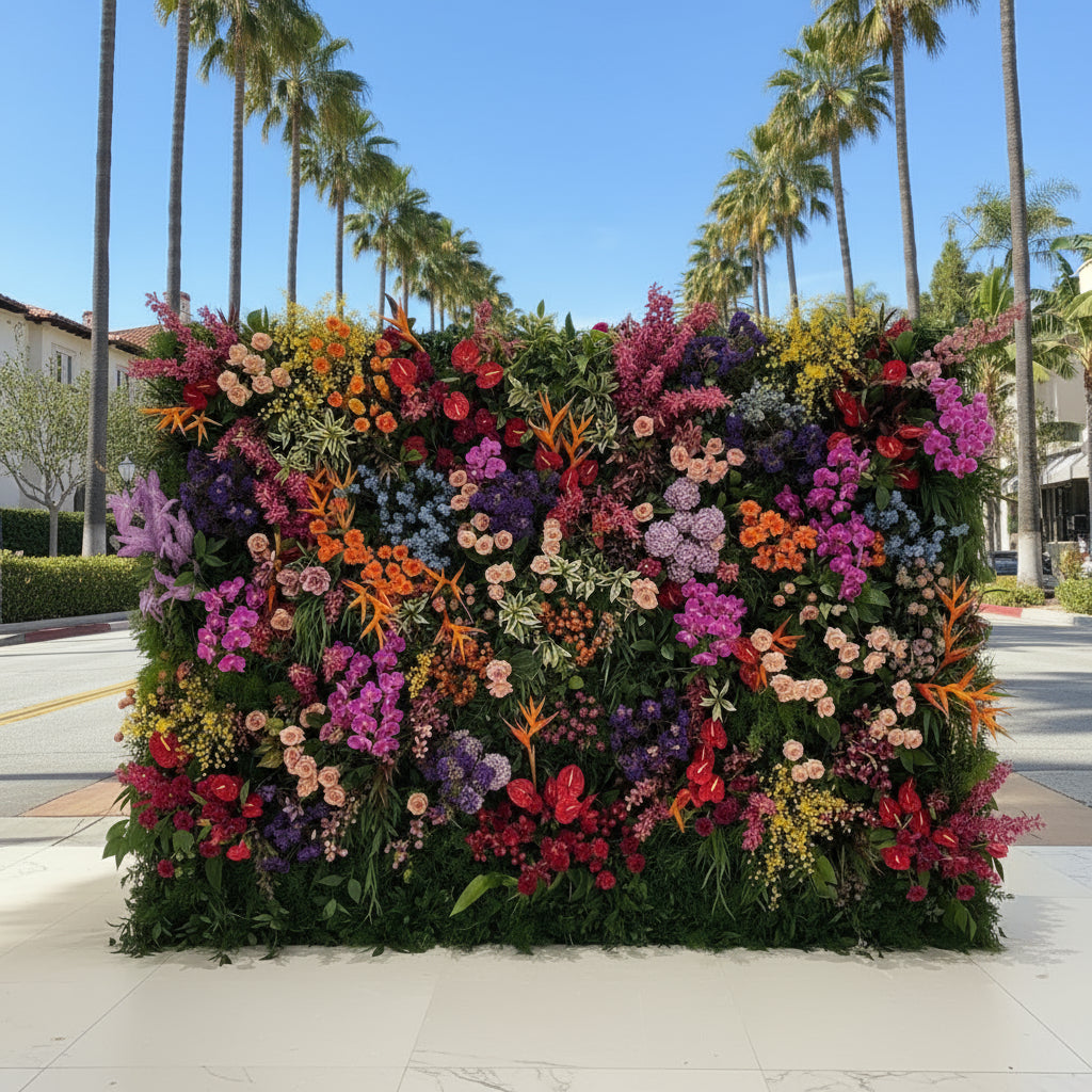 Pink, Orange, Red, Purple Deluxe Premium Flower Wall Backdrop - 335