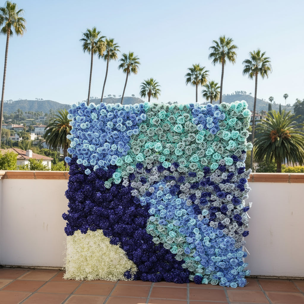 Light & Dark Blue Premium Rose Flower Wall - 109