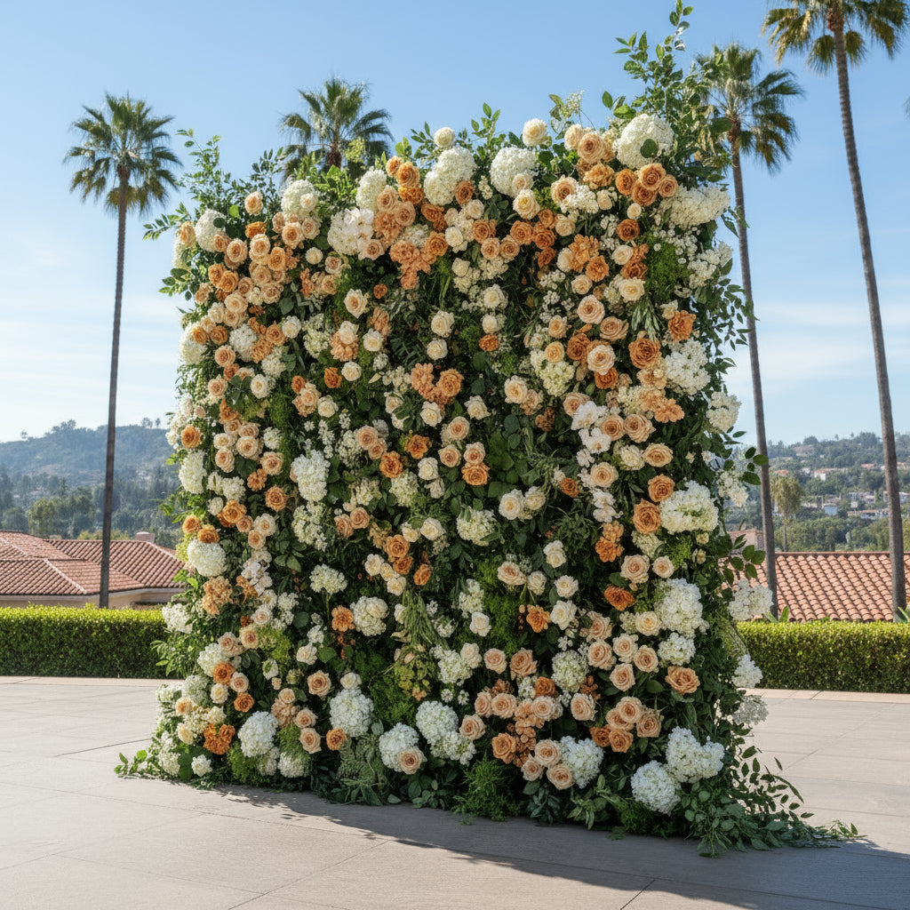 Brown, Tan and Cream Greenery Premium Flower Wall Backdrop - 277