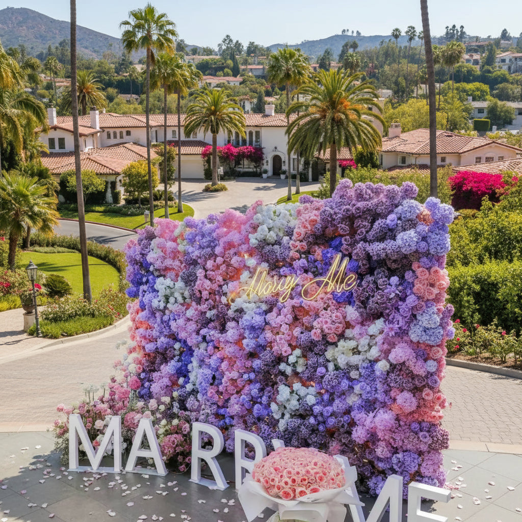 Premium Pink, White and Purple Swirl Premium Flower Wall - 350