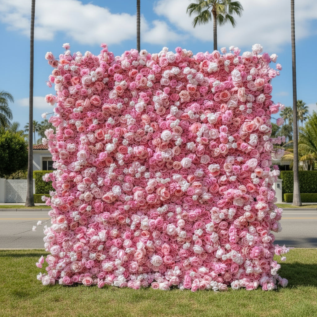 Deluxe Baby Pink Wild Rose Flower Wall - 022