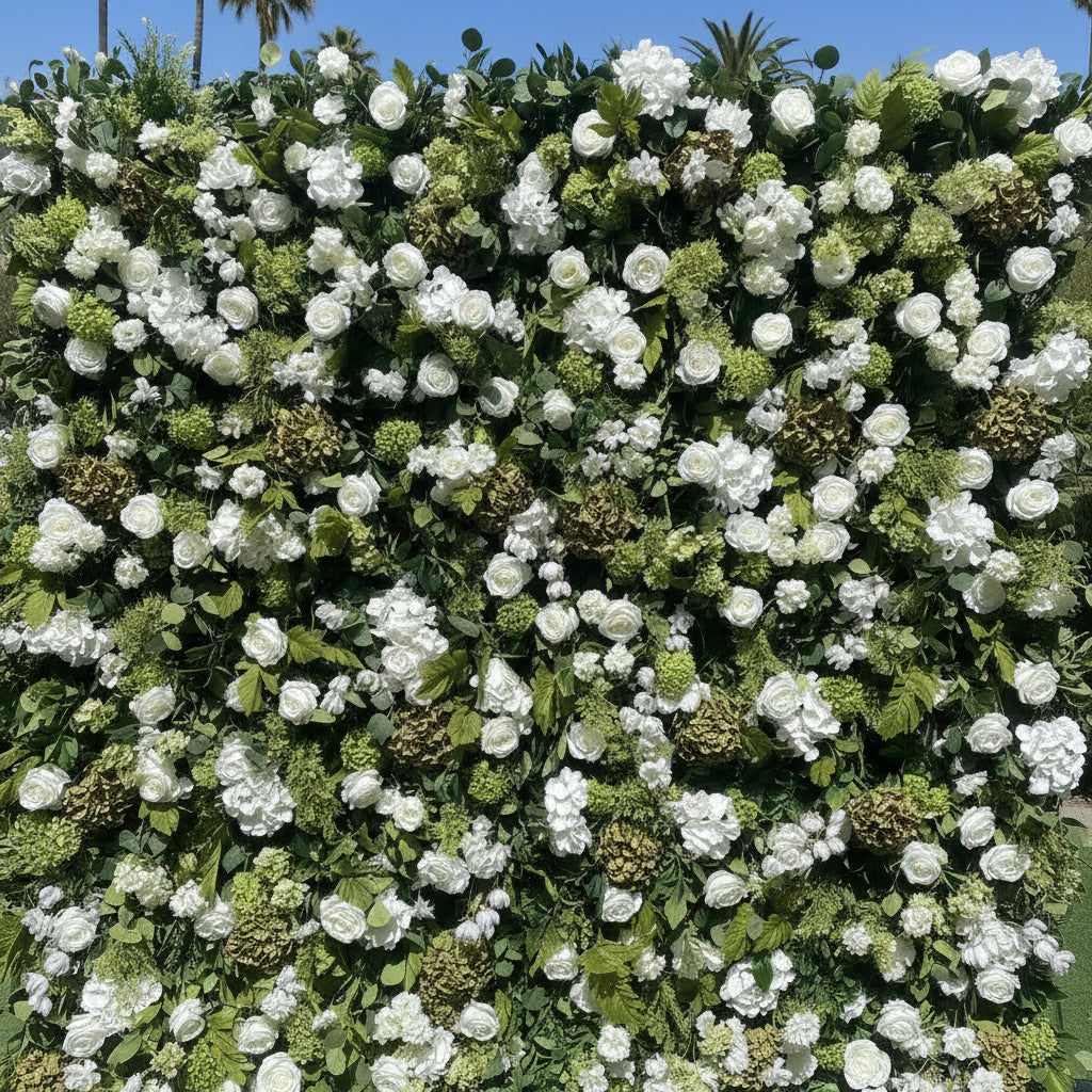 White Rose Greenery Moss Premium Flower Wall - 516