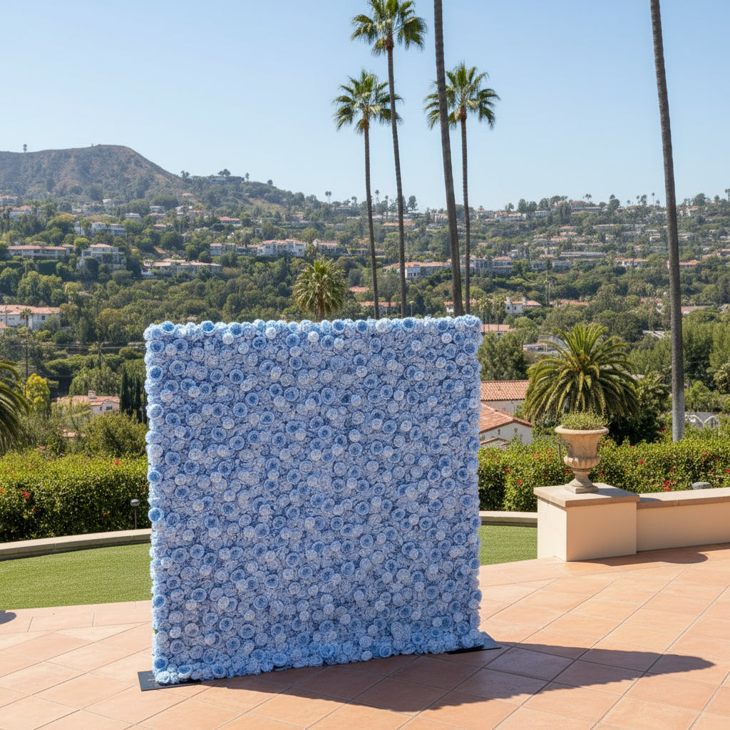 Classic Light Blue Pink Rose Flower Wall - 241