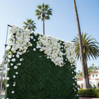 Classic Greenery Hedge with White Rose Design Premium Wall - 524