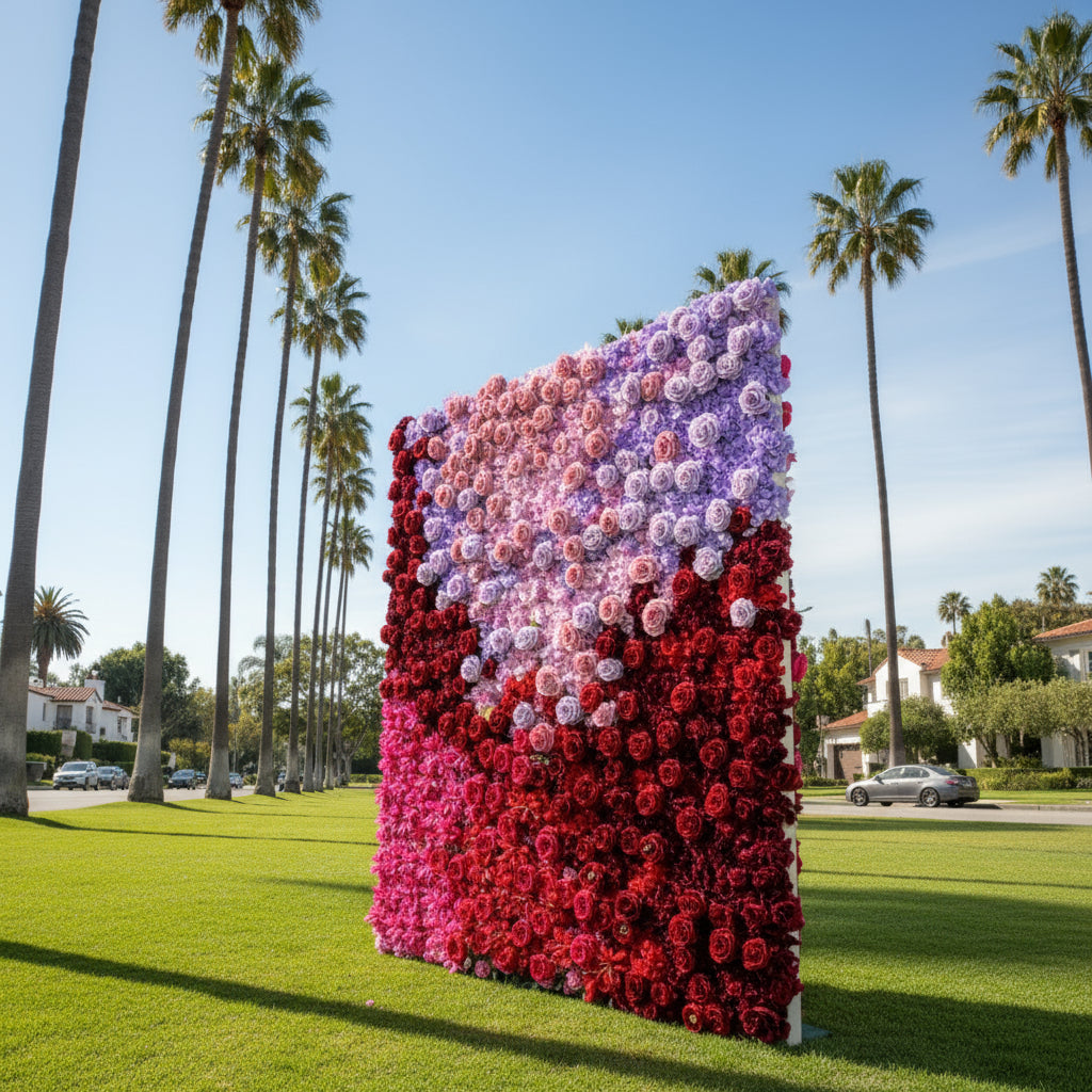 Pink, Purple and Red Premium Rose Flower Wall - 326