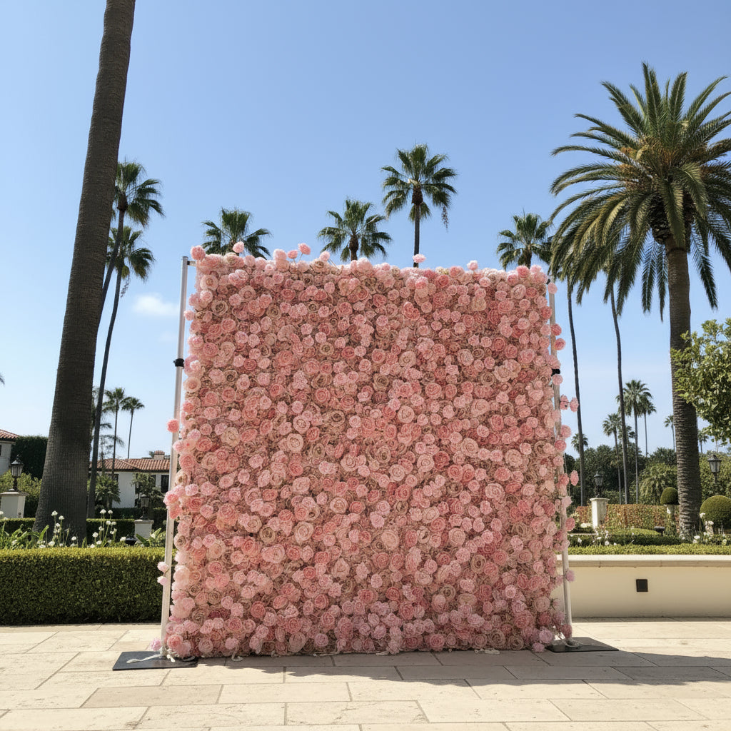 Light Pink & Tan Wild Rose Premium Flower Wall - 271