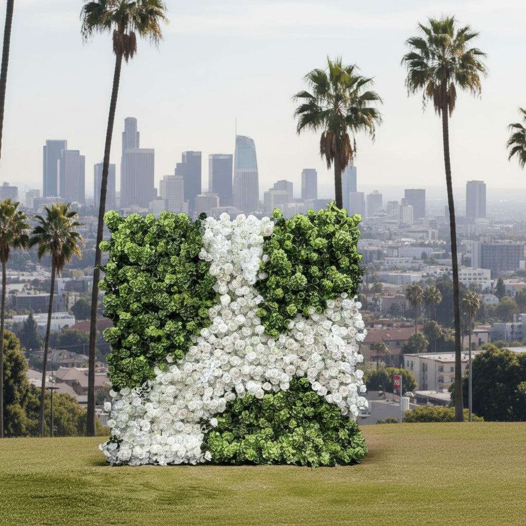 Wild White Rose and Greenery Premium Flower Wall - 285