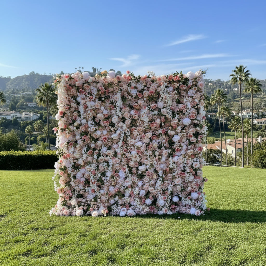 Dripping Pink Peach Premium Flower Wall - 139