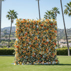 Orange, Yellow and Peach Greenery Premium Flower Wall - 095