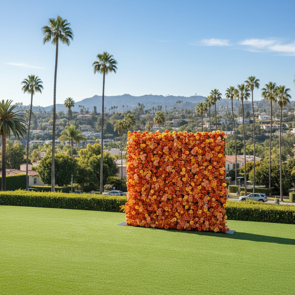 All Orange Premium Wild Rose Flower Wall - 195