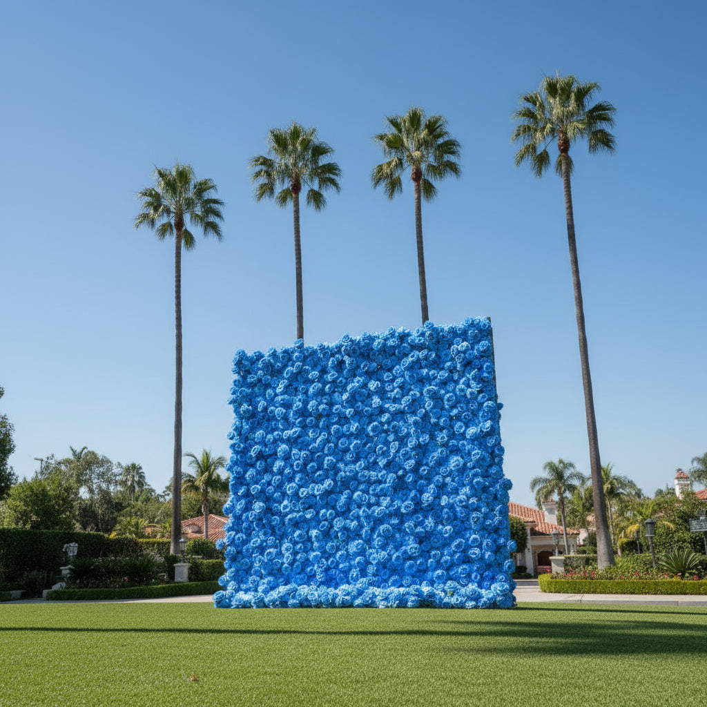 Bright Blue Wild Rose Flower Wall - 237