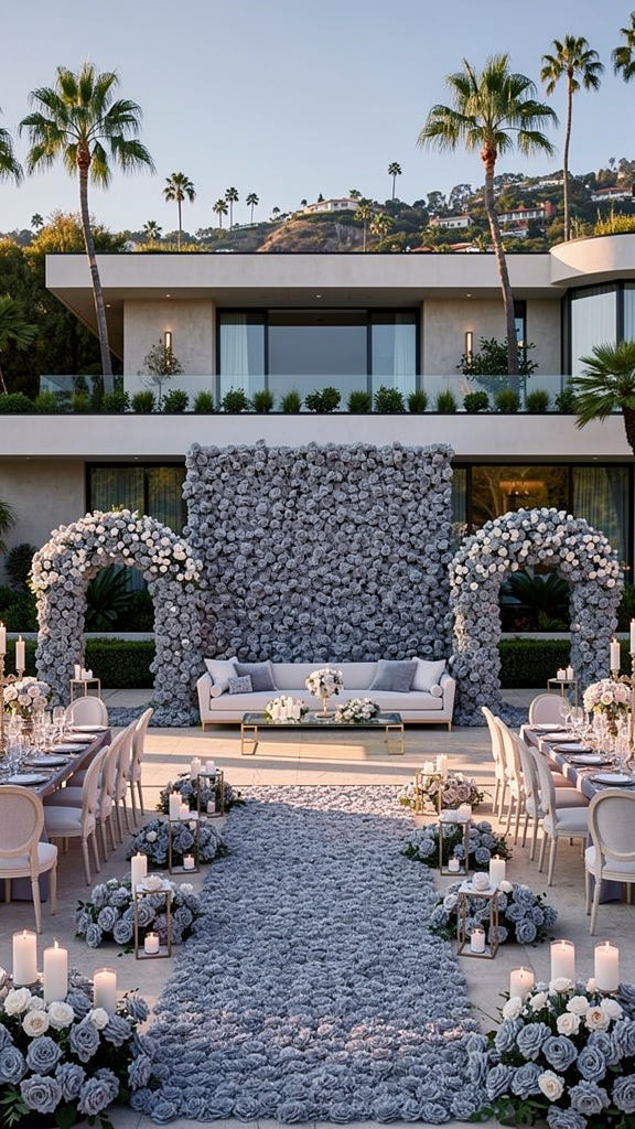 Dark Grey Wild Rose Flower Wall Backdrop - 243