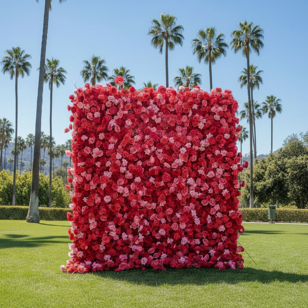 Light Pink & Hot Pink Wild Rose Premium Flower Wall - 019