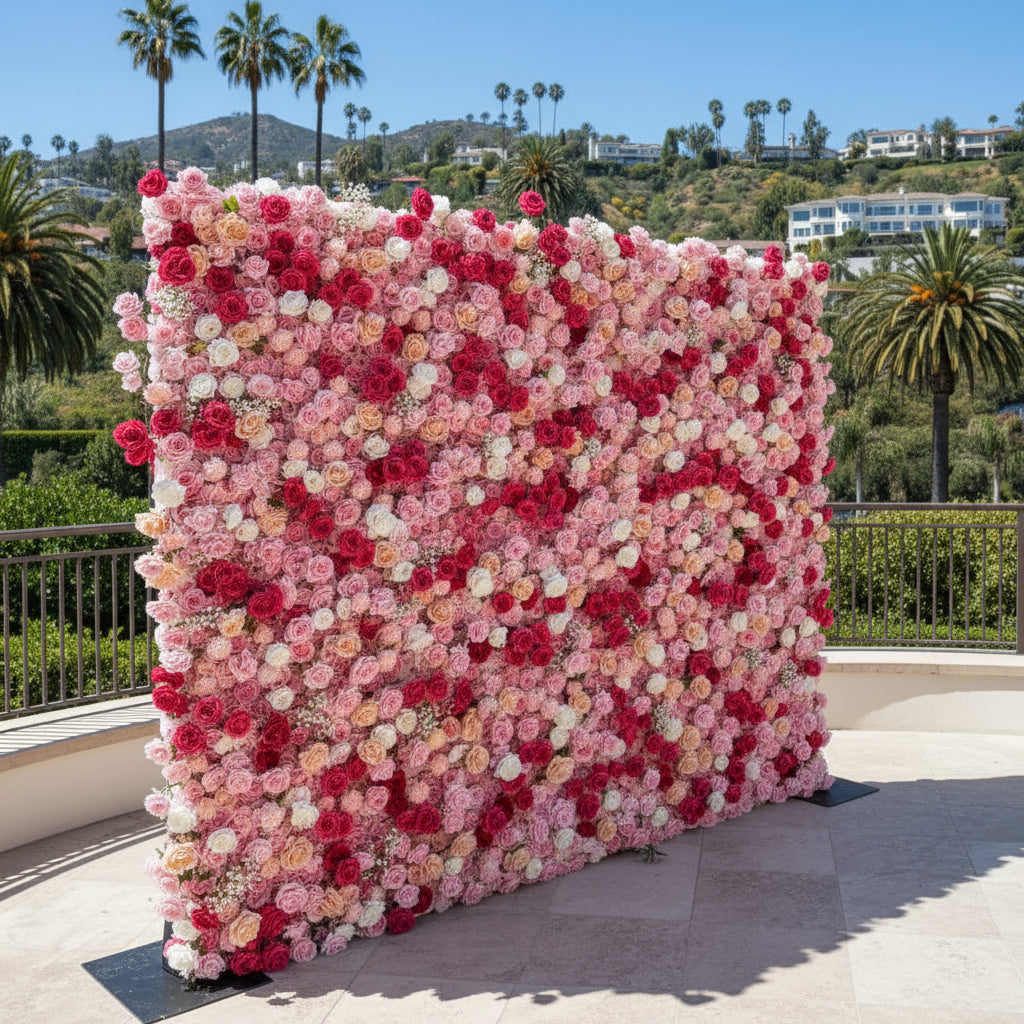 Pink, White and Peach Premium Flower Wall - 206