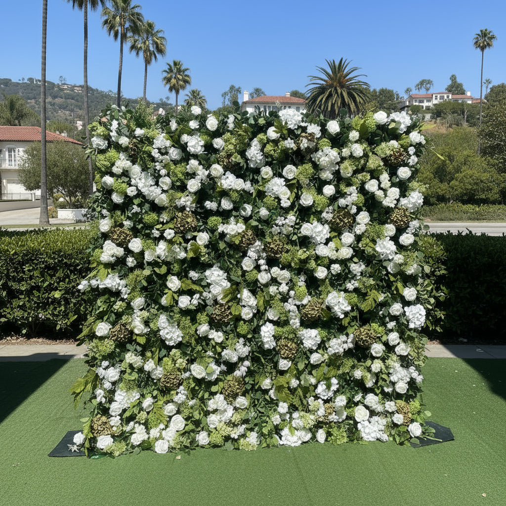 White Rose Greenery Moss Premium Flower Wall - 516