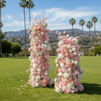 Pink and White Babys Breath 2 Piece Premium Flower Horn Arch Set - 4604