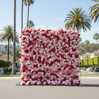 Light Pink, Red & White Wild Rose Premium Flower Wall - 176