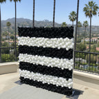Black and White Stripe Wild Rose Premium Flower Wall - 215