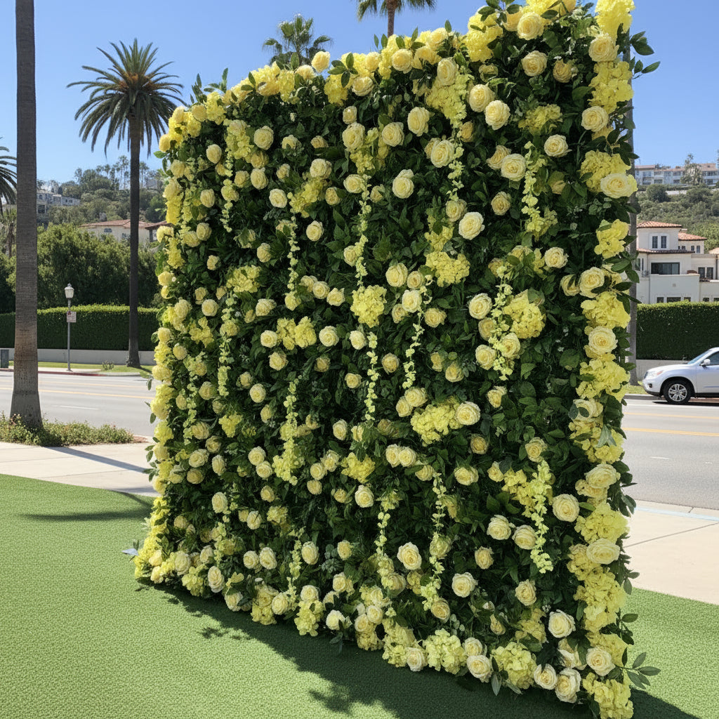 Dripping Yellow Premium Floral Greenery Wall - 098