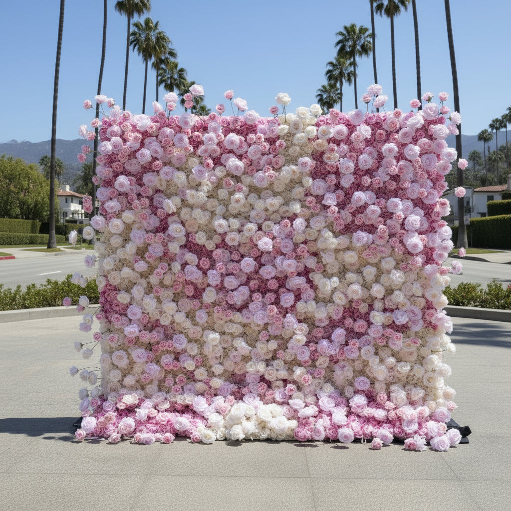 Light Pink Cream Premium Rose Flower Wall - 099