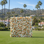 Orange, Green and White Ivory Rose Premium Flower Wall - 194