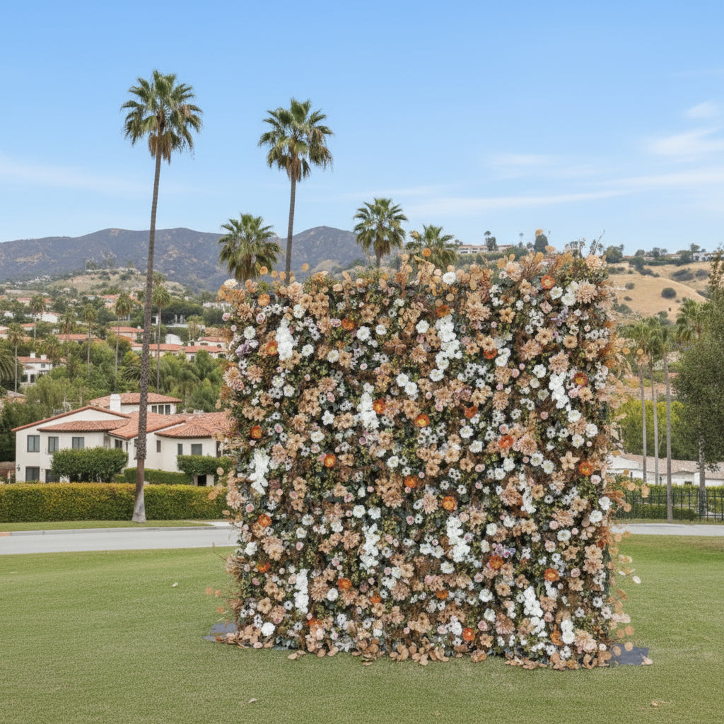 Into the Meadow Dripping Orange & Brown Sunflower Premium Flower Wall - 035