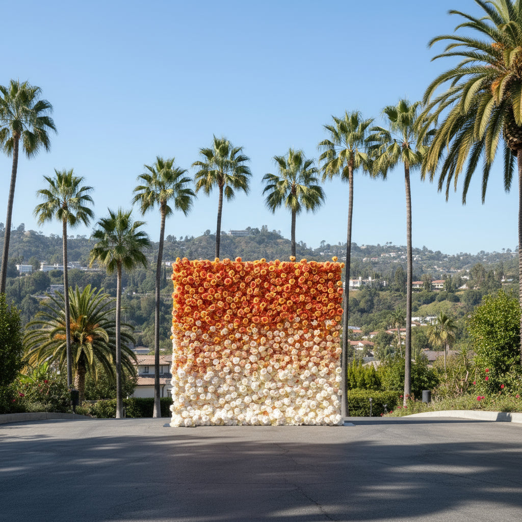 Orange Ombre Premium Rose Flower Wall - 228