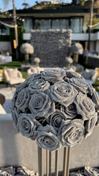 Dark Grey Wild Rose Flower Wall Backdrop - 243