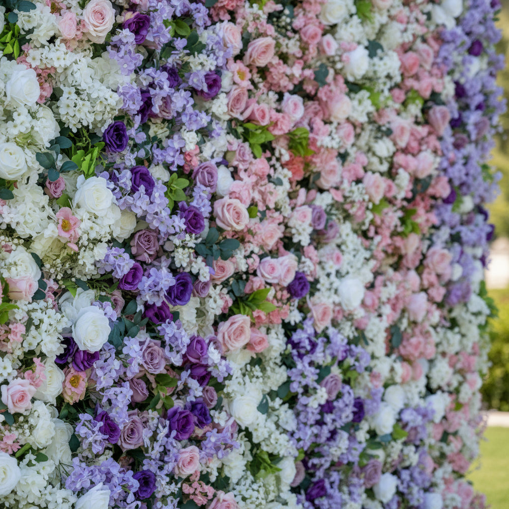 Into The Meadow Pink, White and Purple Premium Flower Wall - 046