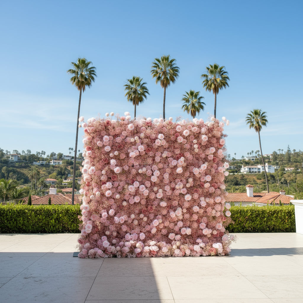 Baby's Breath Pink Rose Flower Wall - 062