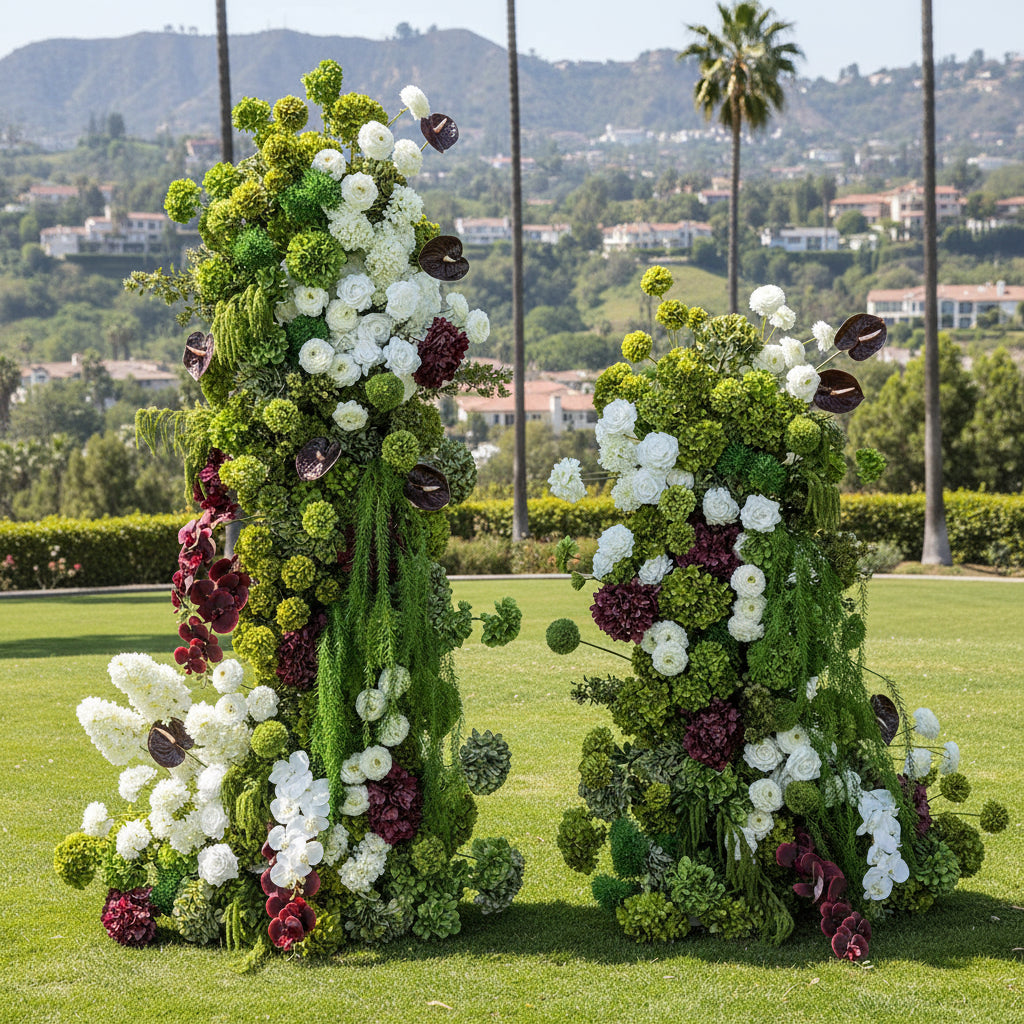 Green, Burgundy and White 2 Piece Premium 2 Piece Flower Horn Arch Set - 4605