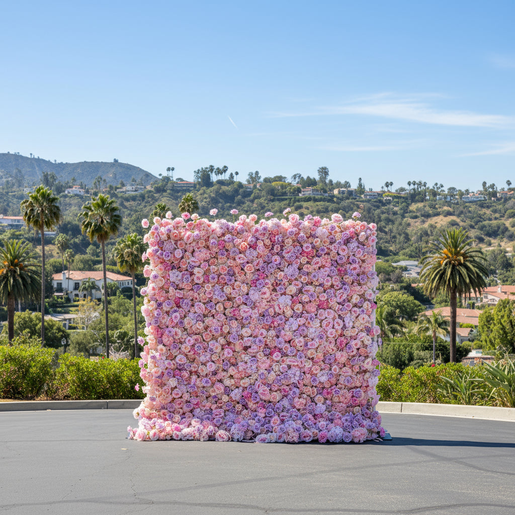 Premium Purple and Pink Wild Rose Flower Wall - 010