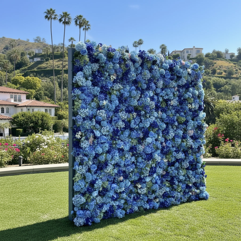 Dark and Light Blue Premium Flower Wall - 1034