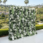 Dripping White Rose Greenery Premium Flower Wall - 138