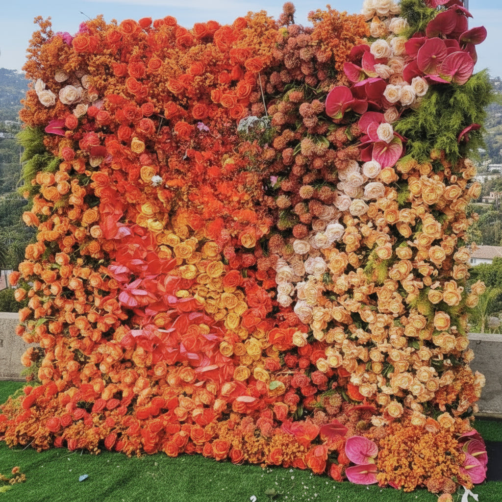 Orange, Brown and Pink Premium Flower Wall - 213
