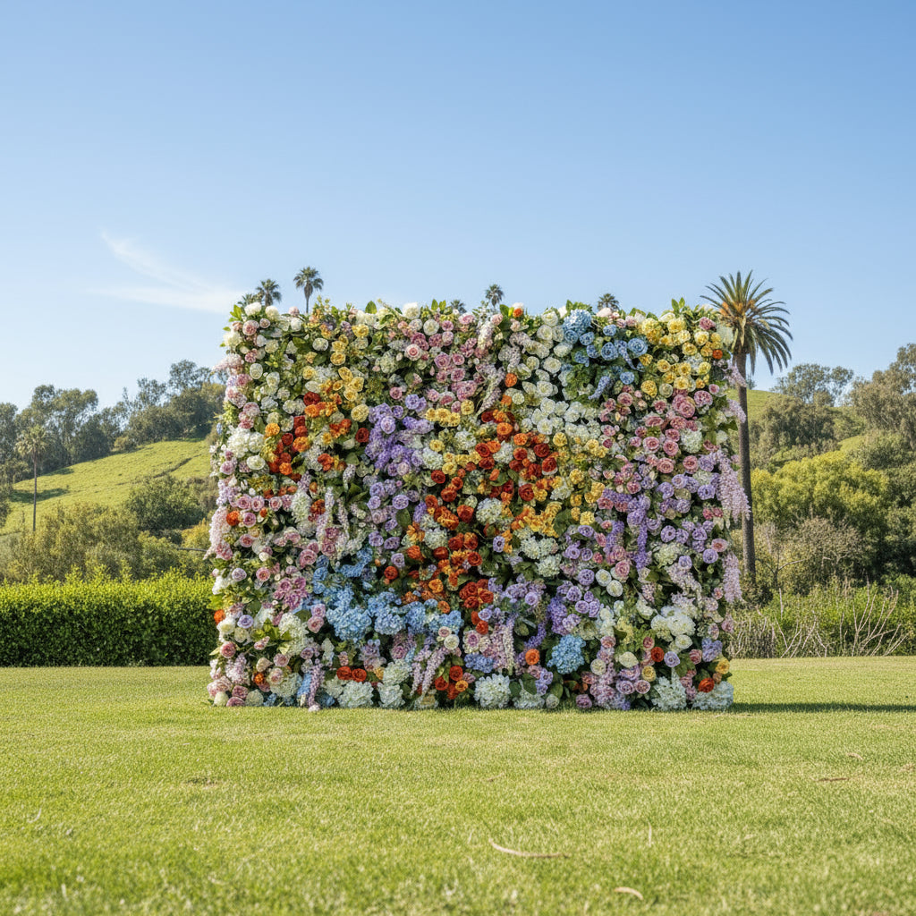 Dripping Rainbow Floral Pastels Premium Wild Flower Wall Backdrop - 328