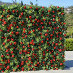 Red Rose Greenery Premium Flower Wall - 009