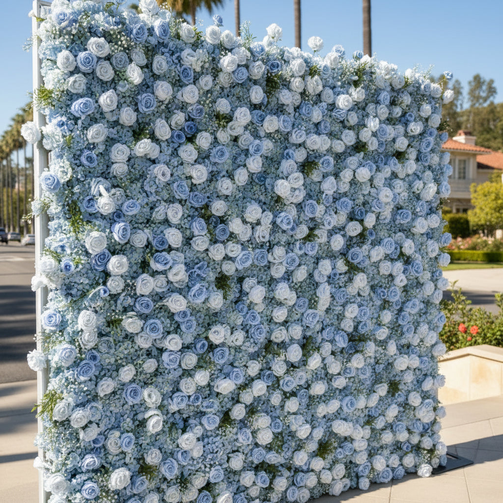 Babys Breath Blue Wild Rose Flower Wall - 064