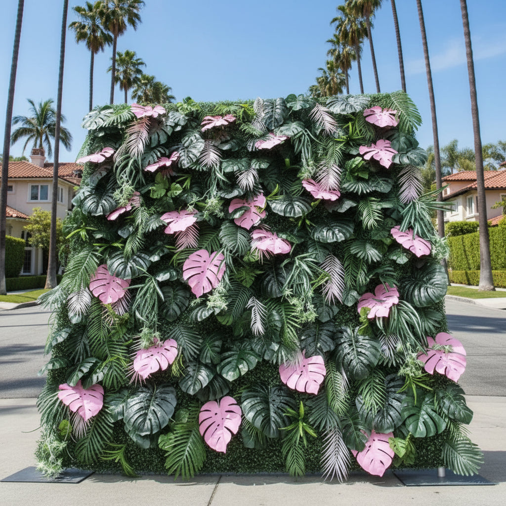 Beverly Hills Pink Tropical Premium Greenery Wall - 512