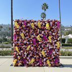 Dripping Purple & Yellow Rose Premium Flower Wall - 124