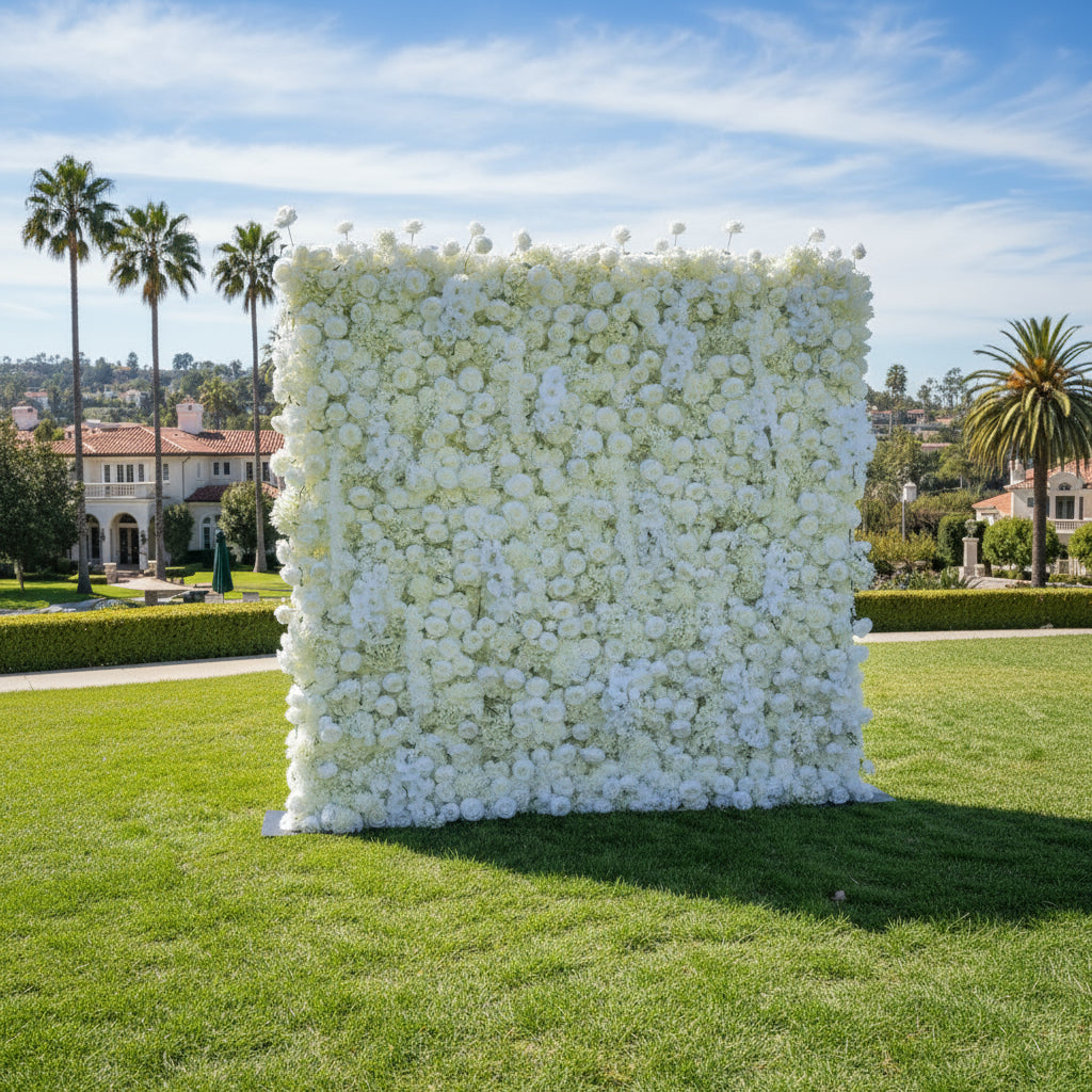 Dripping White Ivory Premium Flower Wall Backdrop - 278