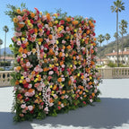 Dripping Orange, Yellow and Pink Premium Greenery Flower Wall - 207