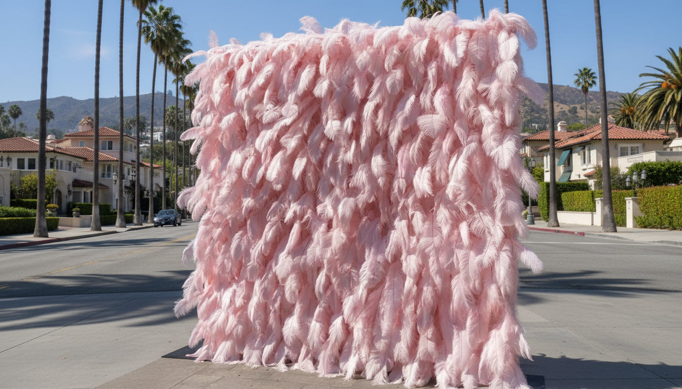 Light Pink Feather Wall - 075