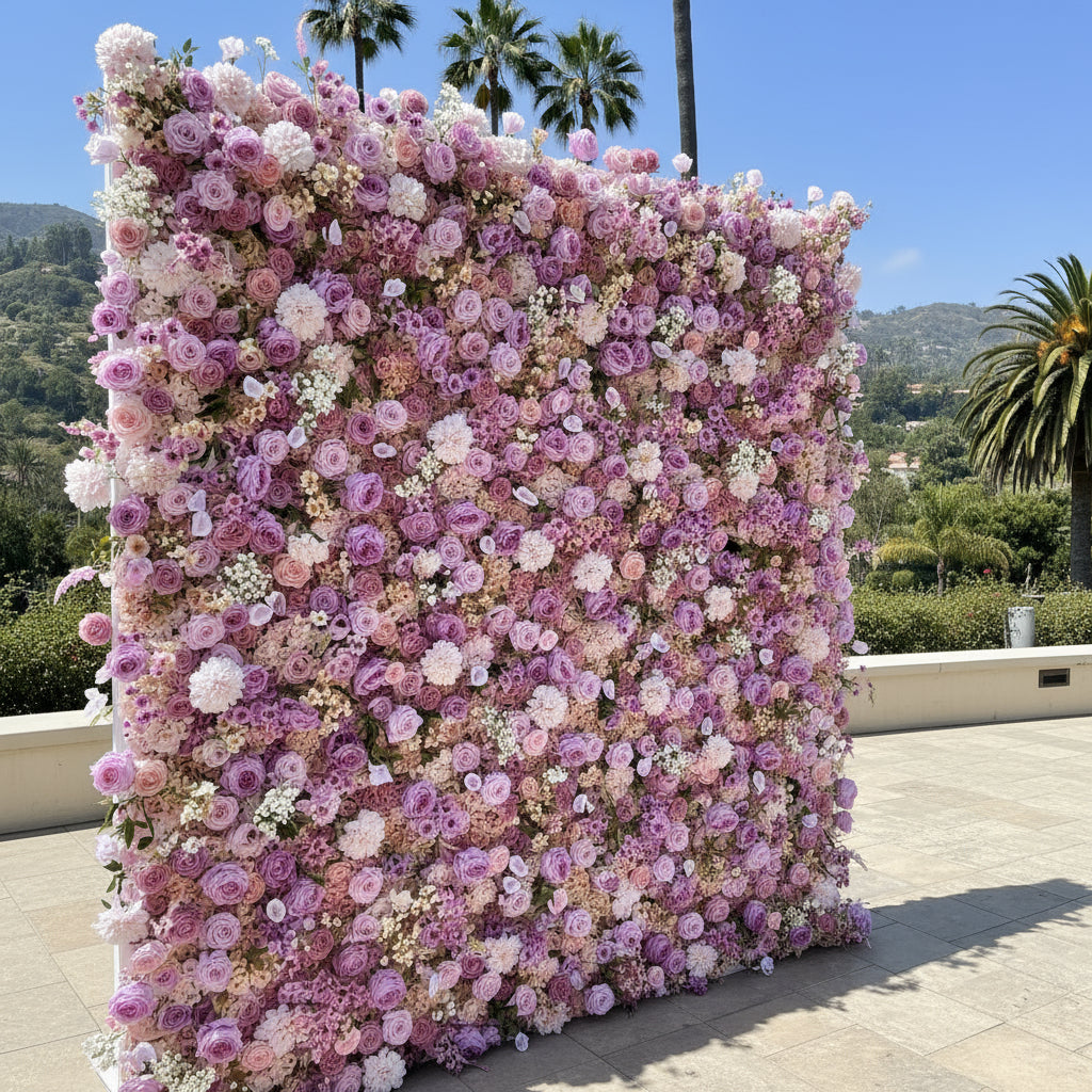 Lavender & Pink Cream Premium Flower Wall - 167