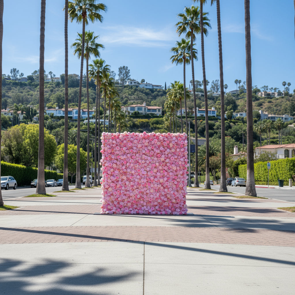 Pink & Peach Wild Rose Premium Flower Wall - 225
