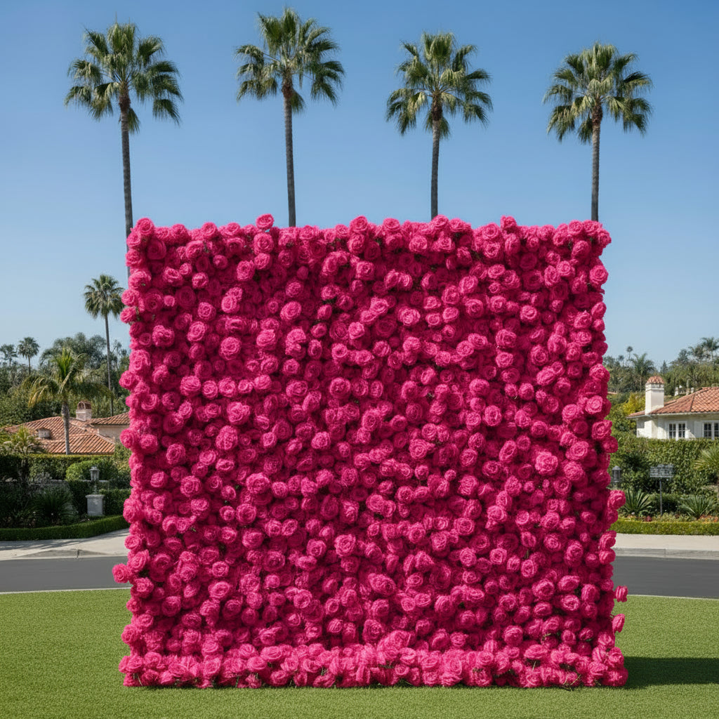 Hot Pink Wild Rose Flower Wall Backdrop - 292