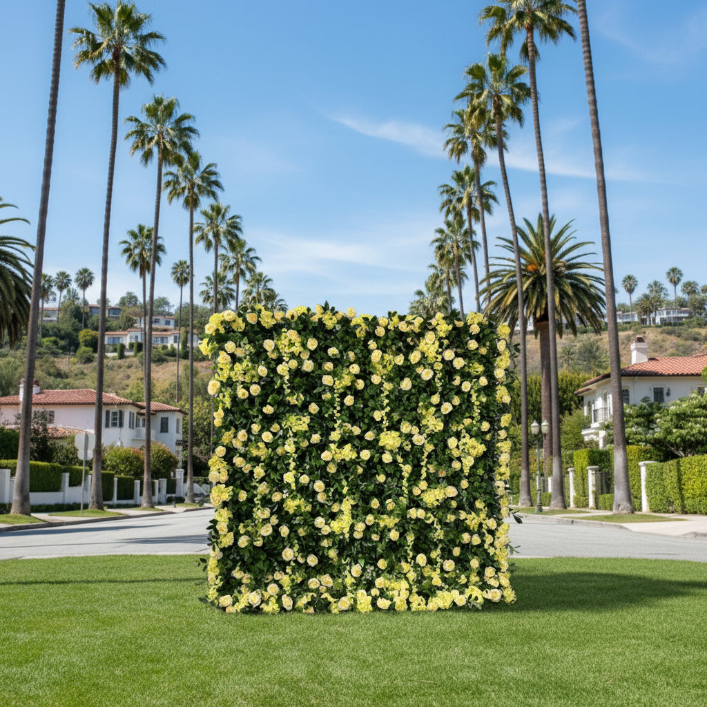 Dripping Yellow Premium Floral Greenery Wall - 098