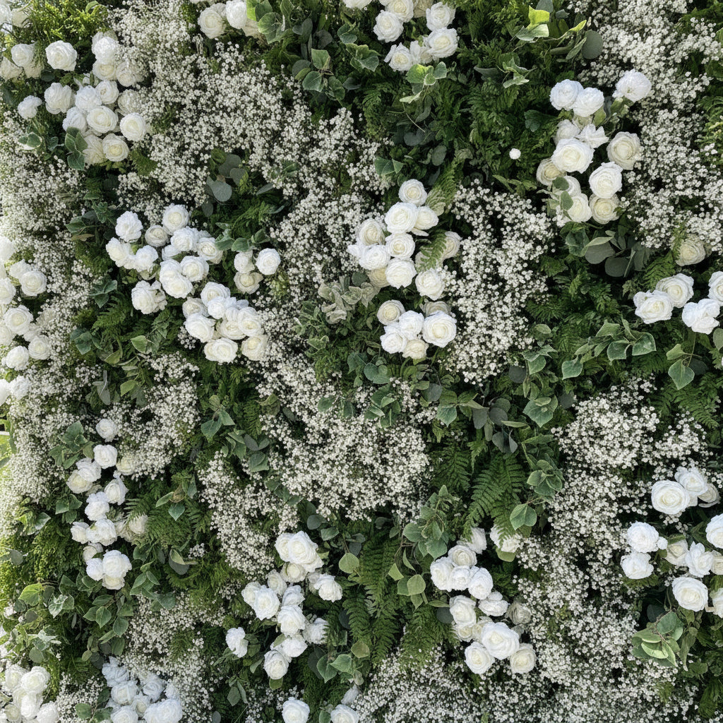 Green & White Baby's Breath Premium Flower Wall - 233