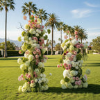 Pink, White and Greenery 2 Piece Premium Flower Horn Arch Set - 4606