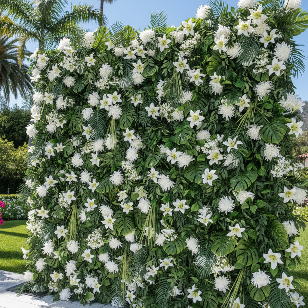 White Flower Tropical Greenery Wall - 509